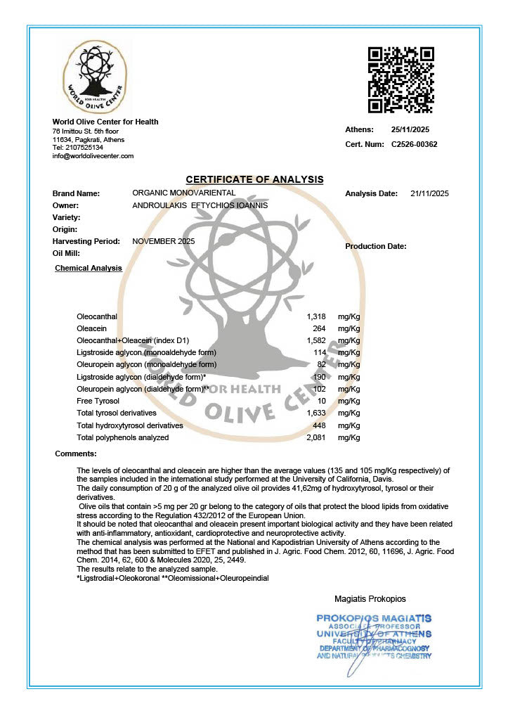 Ultra High Polyphenol Olive Oil - A Functional Food in a Bottle